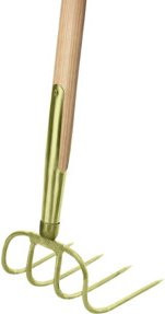Ideal Dunghacke mit 4 Zinken aus Spezialstahl und Eschen-Langstiel in Gold - Bild 1