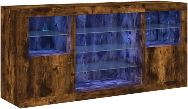 vidaXL Sideboard modern in Räuchereiche mit integrierter LED-Beleuchtung, B/T/H: 142,5 x 37 x 67 cm - Bild 1