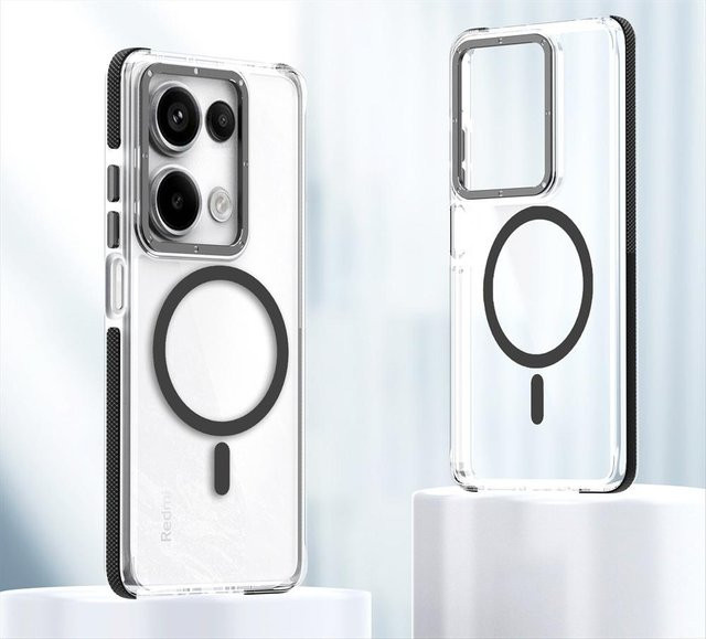Xiaomi Magnetische Transparente Hülle mit MagSafe Schutz für Redmi Note 14 13 12 Pro Plus sowie Poco X7 Pro und Xiaomi 14T Pro, Schwarz - Bild 1