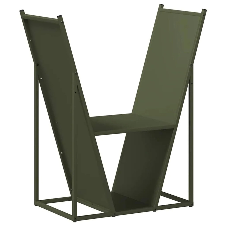vidaXL Brennholzregal aus kaltgewalztem Stahl in Olivgrün, B/T/H: 69,5 x 35 x 81 cm - Bild 2