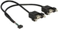 Delock USB 2.0 Kabel mit 10-Pin Header auf 2x USB-A Buchse zum Einbau, Schwarz, 0,25 m - Bild 2