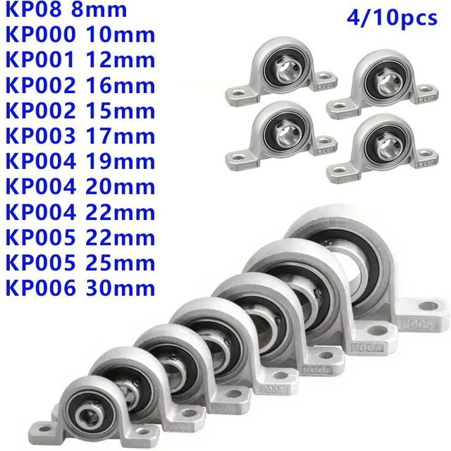 Stehlager Block aus Zinklegierung in Silber für KP08 KP000 KP001 KP002 KP004 KP005 mit Bohrung Durchmesser 8 mm bis 17 mm - Bild 1