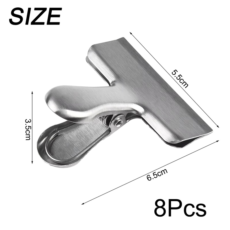 VIBRATITE 8er Set Edelstahl Siegelclips in Silber für Lebensmittel und Dokumente - Bild 2