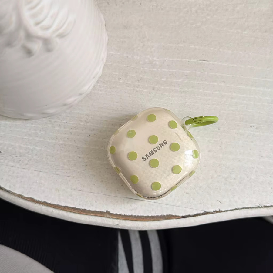 Transparente grüne Polka-Dot Schutzhülle mit Haken für Samsung Galaxy Buds4 Pro, Buds3 Pro, Buds2 Pro, Buds FE und Live - Bild 2