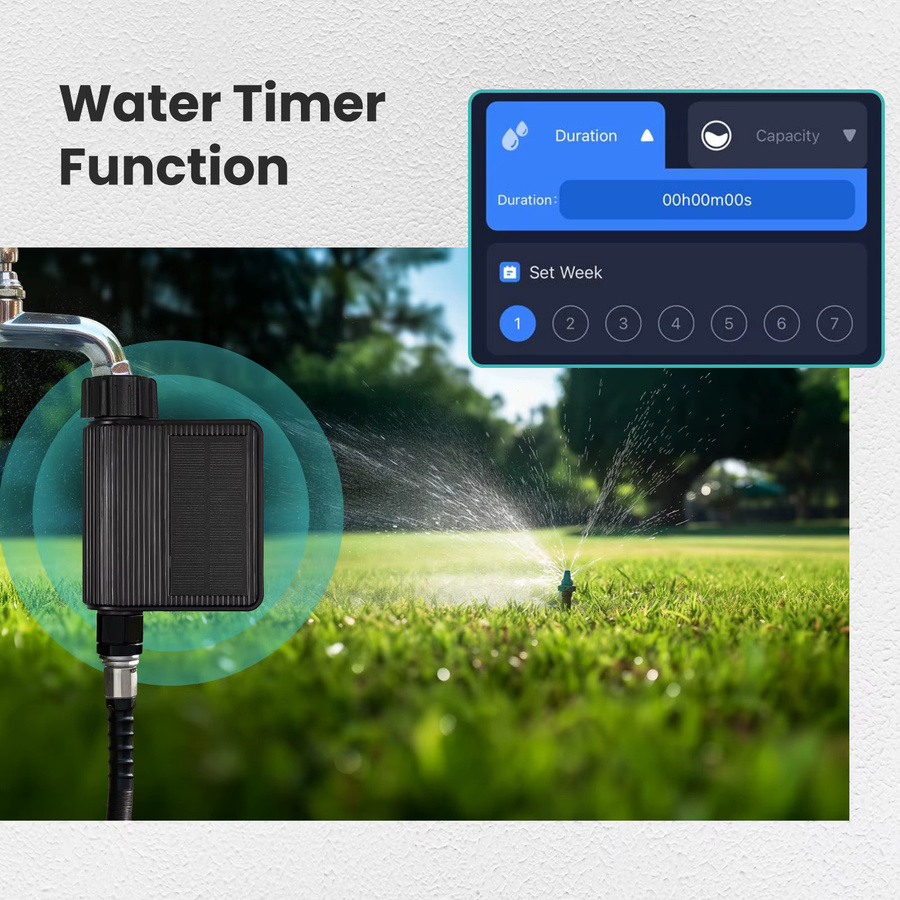 MOES Tuya Smart WiFi Solar Wasser Timer mit Messing-Einlass und IP65 wasserdichtem Gehäuse inklusive Boden-Temperatur- und Feuchtigkeitssensor in Schwarz - Bild 4