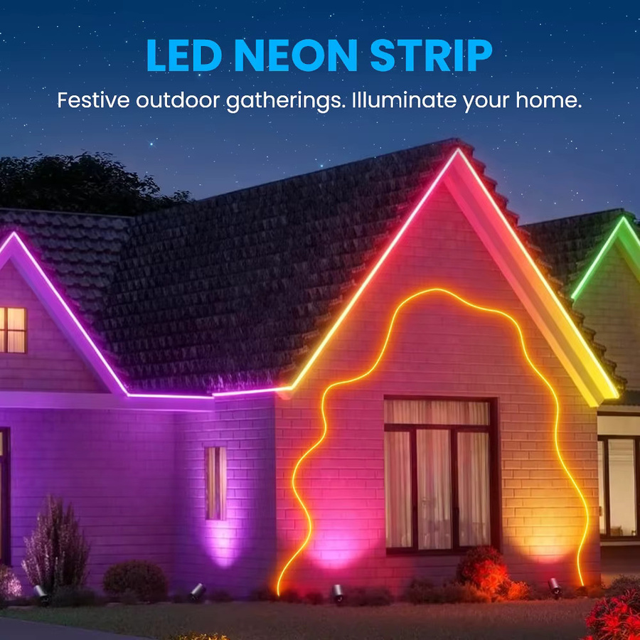 RGB Neon LED Lichtstreifen mit App- und Fernbedienung Steuerung, wasserdichter flexibler Neon Flex Lichtstreifen in Multicolor für Schlafzimmer und Inneneinrichtung - Bild 5