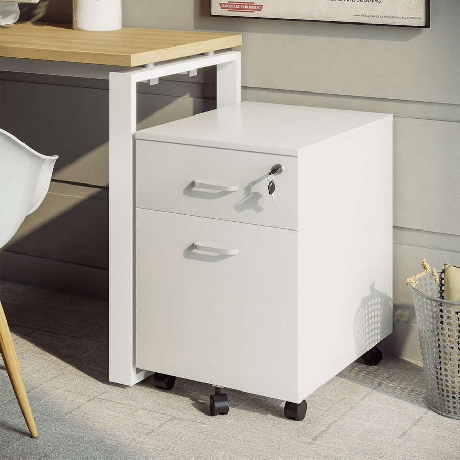 Vinsetto Büroschrank mit 2 Schubladen und Schloss in Weiß, B/T/H: 40 x 49 x 58 cm - Bild 2