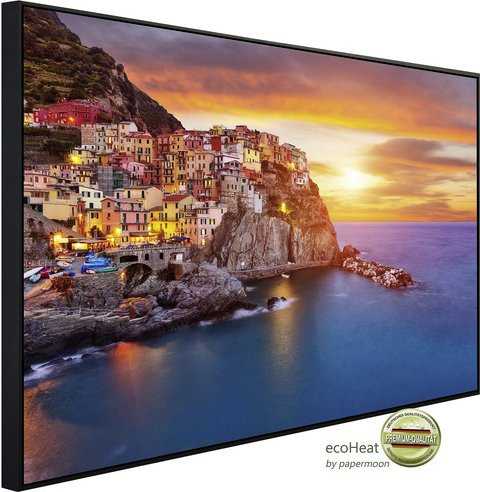 papermoon Infrarotheizung EcoHeat Manarola Cinque Terre Küste mit Matt-Effekt in Bunt, App-Steuerung und Überhitzungsschutz - Bild 1