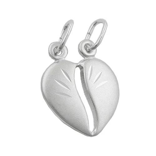 Colfem Anhänger teilbares Herz matt, 925 Silber, Unisex - Bild 1