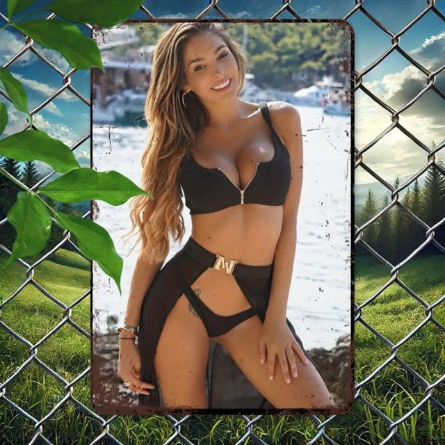 Vintage Metall Wandkunst CIFBUY Bikini Lady Blechschild Schwarz Multicolour - Bild 1
