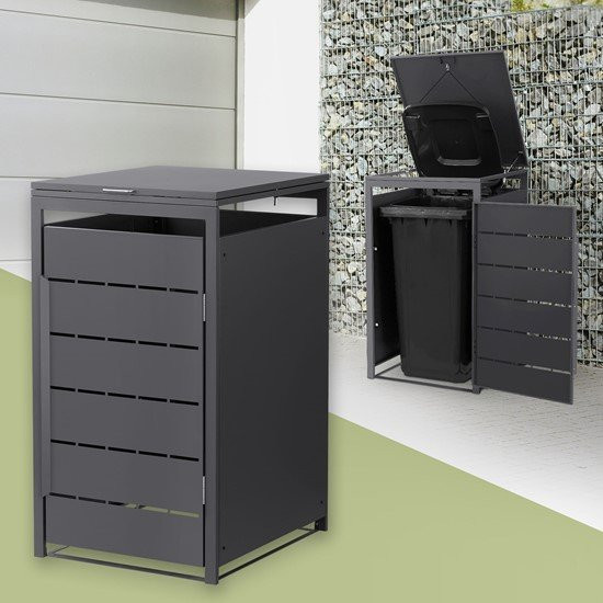 Mülltonnenbox ML-Design aus Stahl in Anthrazit für 240 Liter, B/T/H: 68 x 80 x 120 cm - Bild 1
