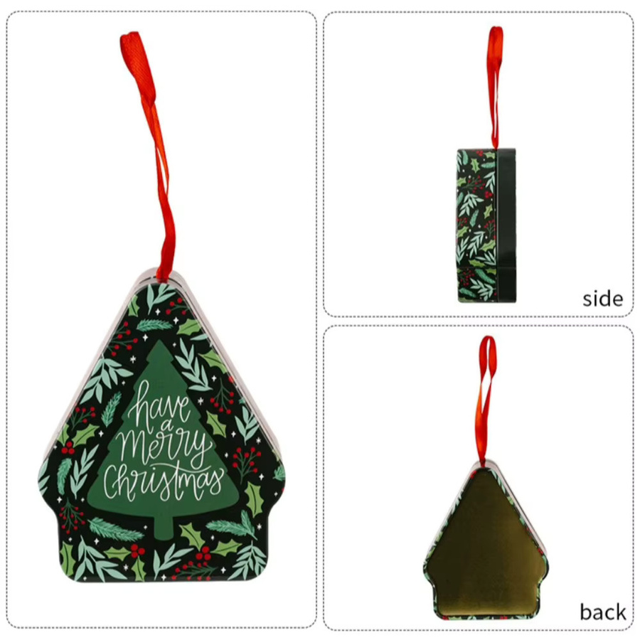 WakaParty Weihnachts-Süßigkeitenbox aus Zinn in Baumform als hängendes Ornament für deine Weihnachtsdekoration - Bild 4