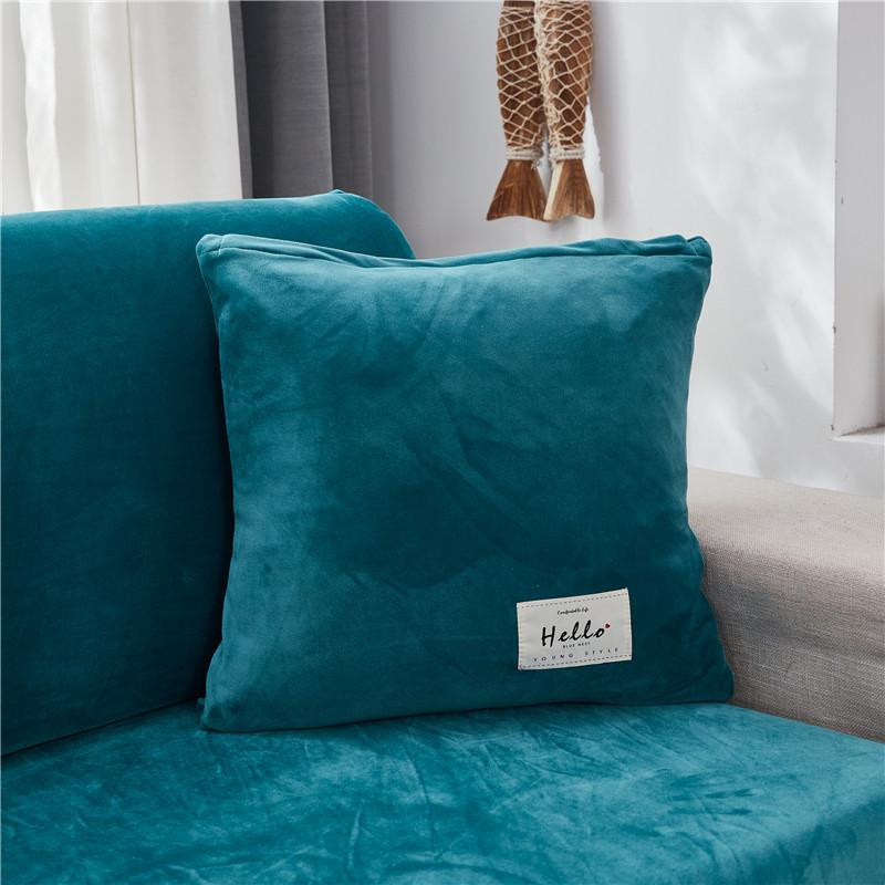 Housmife Samtsofa-Sitzkissenbezüge aus Plüsch, 2er-Set, dunkelgrün, B/B: 45 x 45 cm - Bild 2