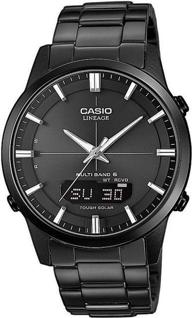 CASIO Armbanduhr, Solar, Edelstahl, Schwarz, 40 mm, Herren - Bild 1