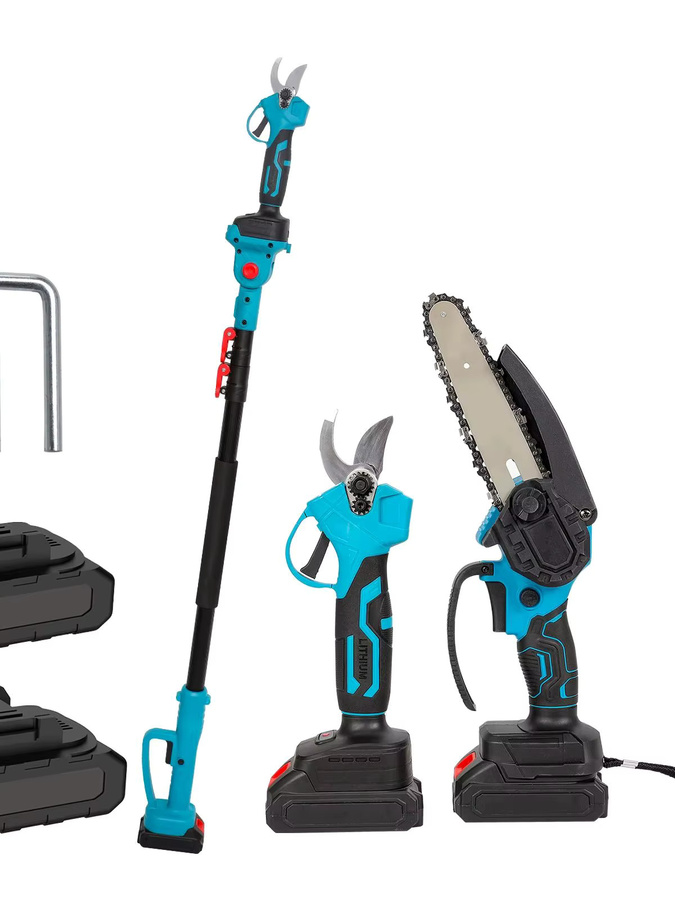 3 in 1 Teleskopstange für Makita 18-21 V Akku: Bürstenlose elektrische Kettensäge und Gartenschere zur Baumbeschneidung, Blau, Länge: 126-260 cm - Bild 6
