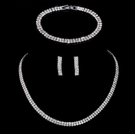 Schmuck-Set, Silber, Kupfer, Zirkonia, Damen