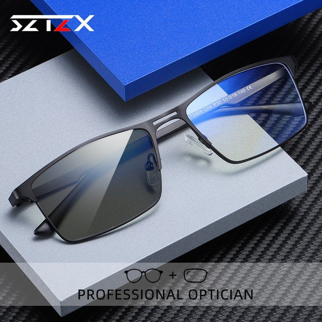 SZTZX Lesebrille, Vollrand, rechteckig, Metall, Männer, photochrom - Bild 1