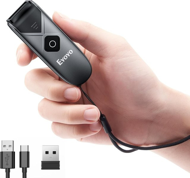 EYOYO Bluetooth 1D/2D Barcode-Scanner kabelloser Laser-Barcodeleser in Schwarz für iOS, Android und Windows - Bild 1