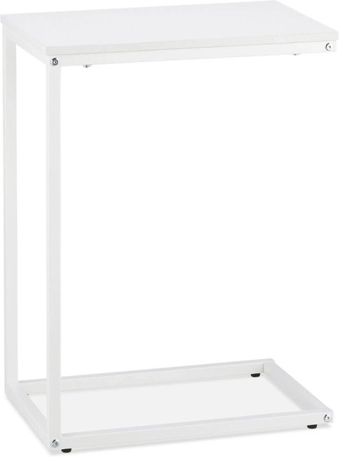 Relaxdays Beistelltisch in C-Form aus Stahl und MDF in Weiß, B/T/H: 60 x 30 x 45 cm - Bild 1