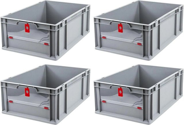 PROREGAL SuperSparSet 4x Eurobox NextGen Insight Cover Eurobehälter mit verstärkten Wänden, Farbe: Rot, H x B x T: 22 x 40 x 60 cm, 44 Liter - Bild 1
