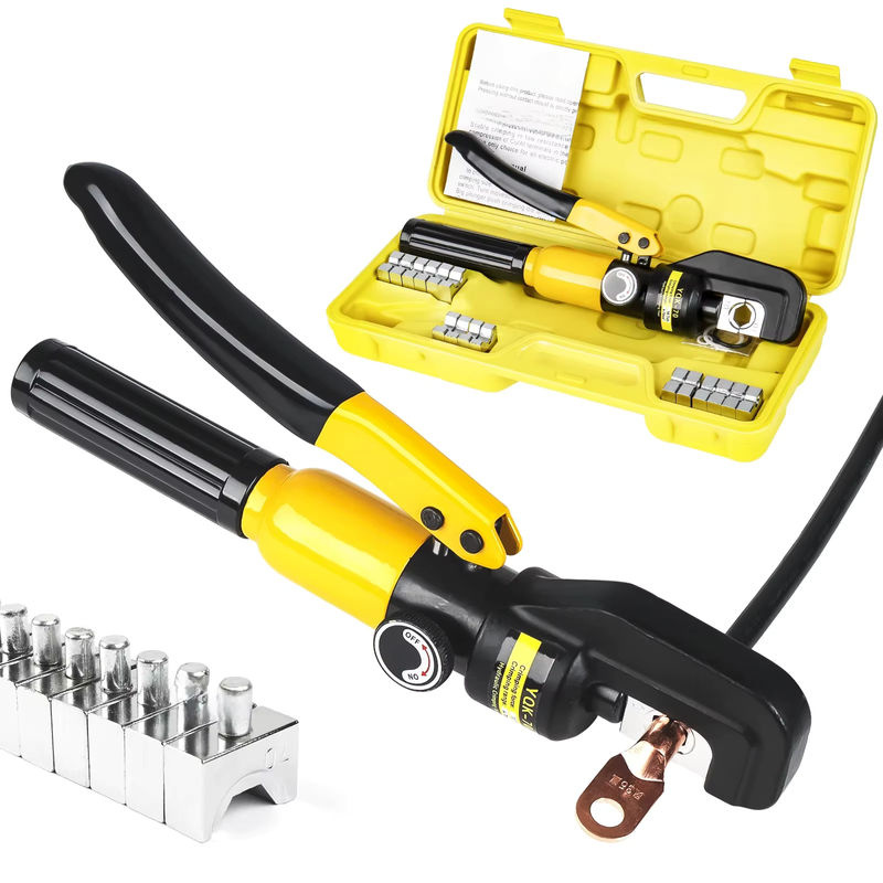 Hydraulische Hand-Crimpzange für Kabelschuhe mit 8 Matrizen, 4-70 mm², Farbe: Gelb - Bild 7