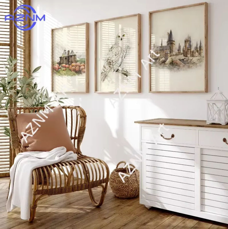 KAYOU Wandkunst-Poster mit Schloss, Eule und Kürbishaus als Leinwandgemälde in Vintage-Optik, mehrfarbig - Bild 3