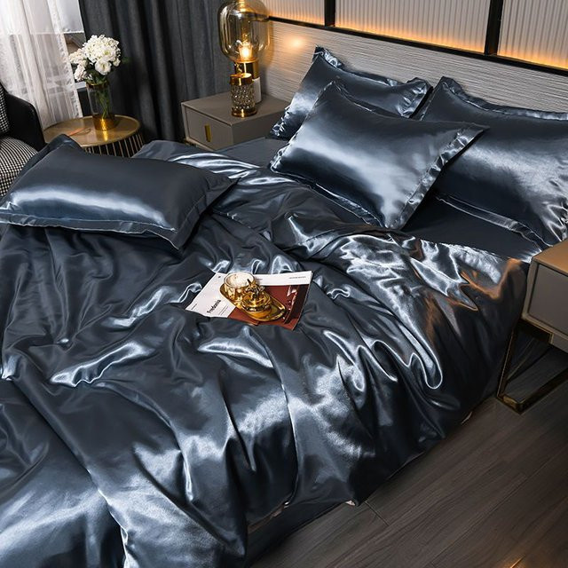 Luxuriöses Mako-Satin Bettwäsche-Set in Grau mit Bettbezug und Kissenbezug, B/H: 120 x 200 cm - Bild 1