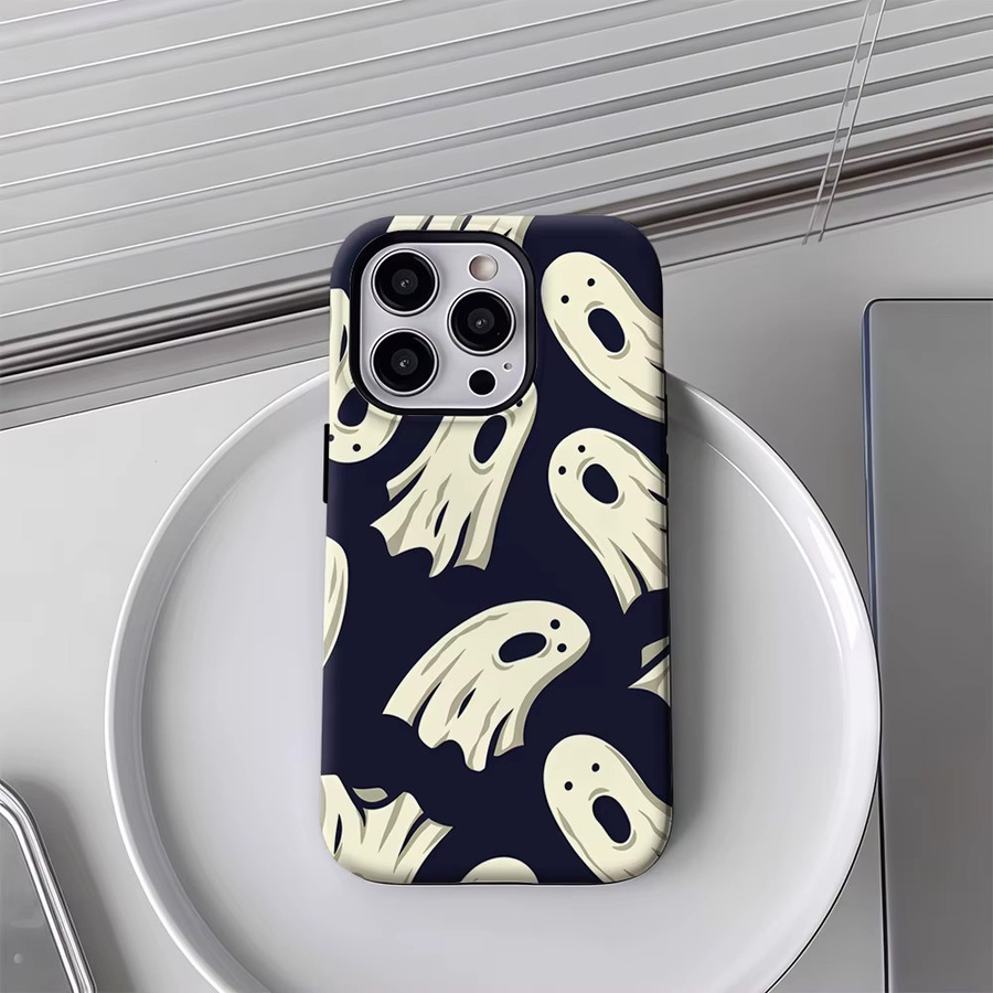 Handyhülle mit verspielten Halloween-Geistern für Apple iPhone 17 16 15 14 13 12 Pro Max Plus, doppelschichtige Rückseite, Multicolor - Bild 5