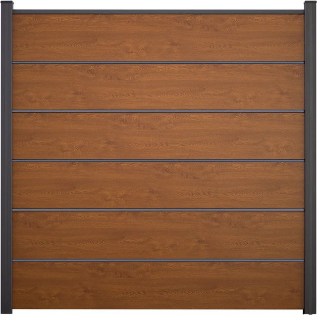 GroJa Steckzaun Premium Basicline in Golden Oak, PVC-beschichtet, B: 180 cm, H: 180 cm - Bild 1