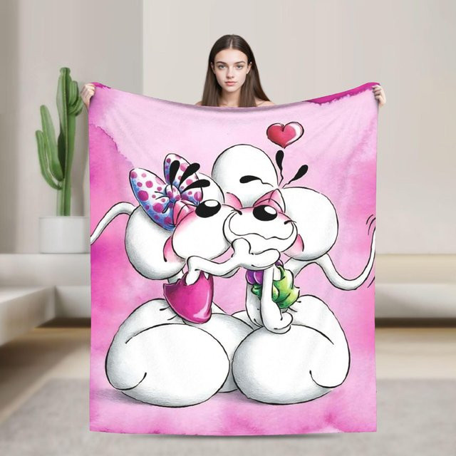 D-Diddles Plüschdecke mit Diddl Cartoon Motiv in Pink, kuschelige Fleece-Tagesdecke für Zuhause und Sofa, B/B: 150 x 150 cm - Bild 1