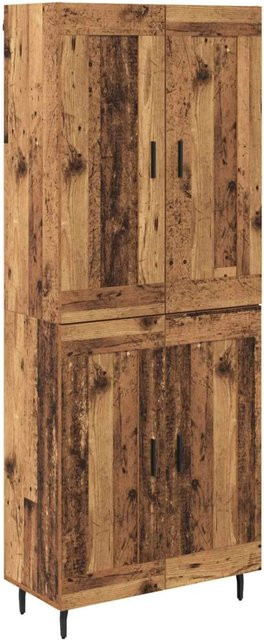 vidaXL Highboard 2-teilig aus Altholz und Glas in Braun, B/T/H: 180 x 34 x 69,5 cm - Bild 1