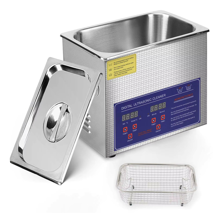 Sihao Ultraschall-Reinigungsgerät aus Edelstahl mit digitalem Heiz-Timer in Silber, 3l - Bild 2