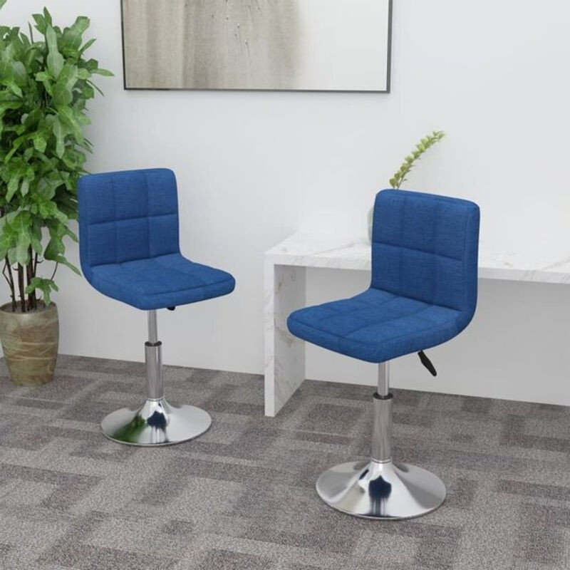 vidaxl Esszimmerstühle 2er Set modern, drehbar, blau, Polsterstuhl aus Stoff und Stahl mit Chrom-Details - Bild 1
