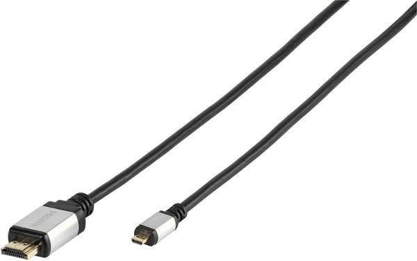 Vivanco Premium Micro High Speed HDMI Kabel mit Ethernet in Schwarz, Länge: 1,2 m - Bild 1