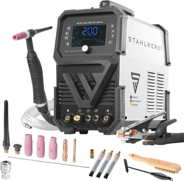 STAHLWERK Schweißgerät 3 in 1 WIG 200 ST Digital AC/DC TIG ARC/MMA Spot Clean in Weiß - Bild 1