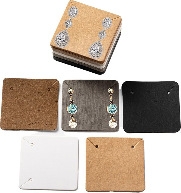 50 Stück Schmuck-Display-Karten aus Papier für Ohrringe und Halsketten, Breite: 5 cm, Breite: 5 cm - Bild 1