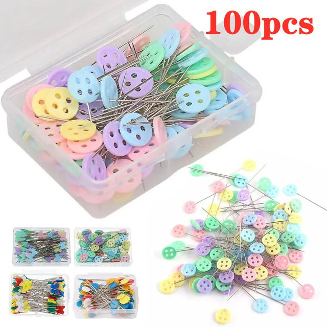 Set aus 100 Schneiderei-Pins für Nähen und Stickerei, bunte Metall-Markierungsnadeln für Patchwork und DIY-Nähzubehör - Bild 1