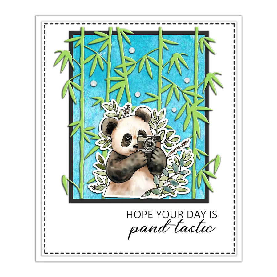 Mango craft Stempelset Panda und Bambus mit Silikonstempel und Metallschneidwerkzeug für DIY Scrapbooking und Kartenbasteln - Bild 2