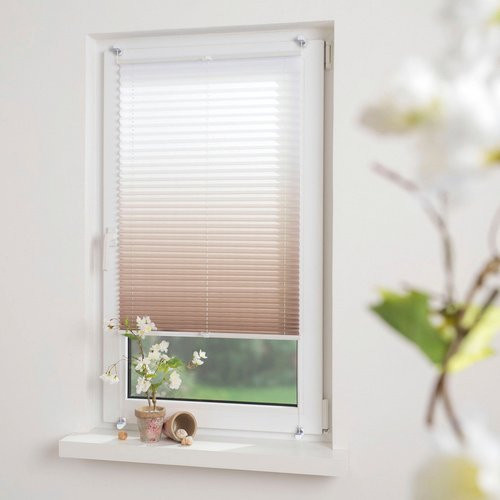 LIEDECO Klemmfix Plissee in Kaffeefarben/Braun, halbtransparent, Polyester - Bild 1