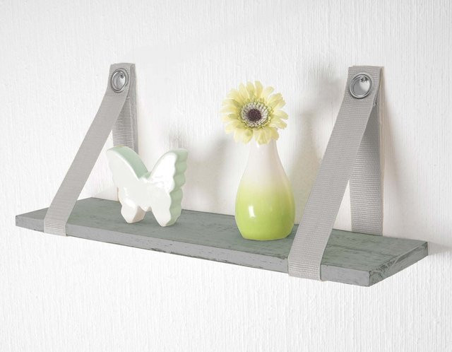 MCW Wandregal Vire aus Paulowniaholz im Shabby-Look, Grau, B/H/T: 49,5 x 20,5 x 13 cm - Bild 1