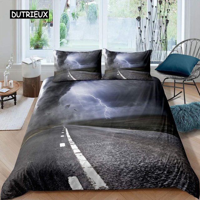 Highway Bettwäsche-Set Tornado Lightning aus Polyester in Grau, 3-teilig, B/H: 140 x 200 cm - Bild 1
