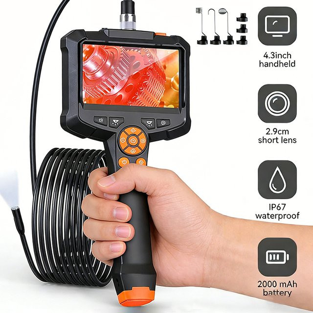 INSKAM Industrie-Endoskopkamera mit 4,3-Zoll-IPS-Bildschirm, HD1080p, IP67 wasserdichte Schlangenkamera für Auto-Inspektionen, Schwarz - Bild 1