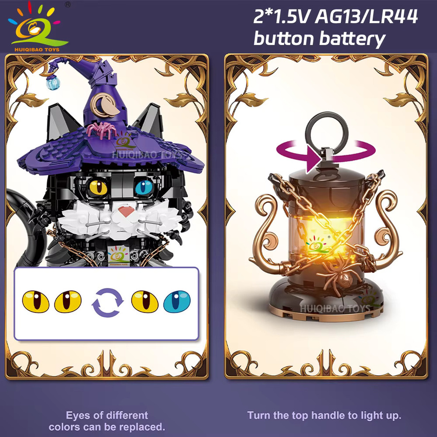 HUIQIBAO Halloween DIY Spukhaus Baustein Set mit Kürbis, Fledermaus und Tieren in Mehrfarbig - Bild 4