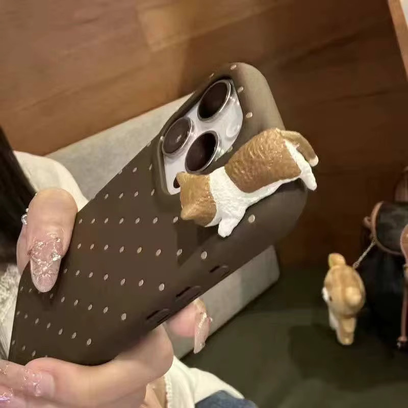 Luxus 3D Cat Polka Dot Leder Handyhülle für iPhone 11 bis iPhone 17 Pro Max in Pink - Bild 2