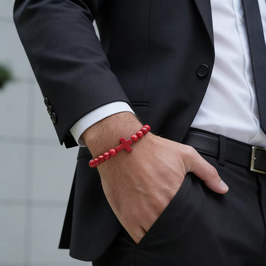 diffone Armband, Perlen, Rot Blau Howlith, Herren - Bild 2