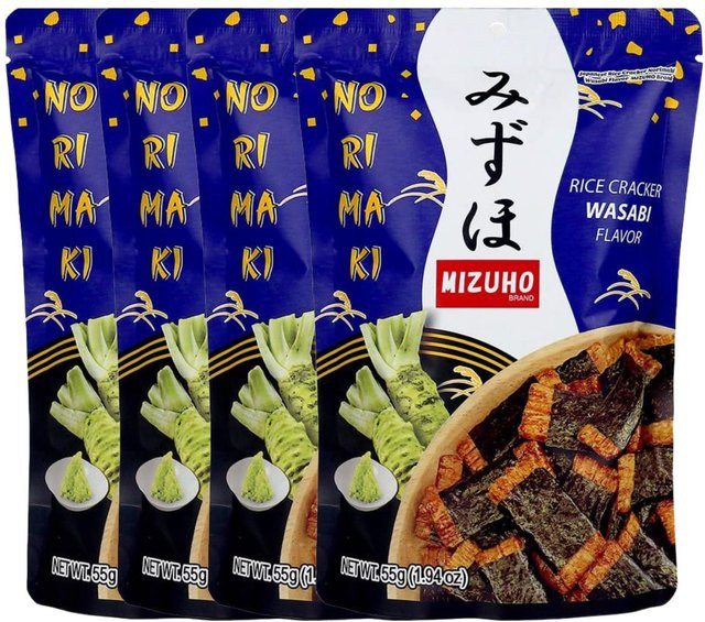 Mizuho Norimaki Wasabi Reiskeks 4 x 55 g - Bild 1