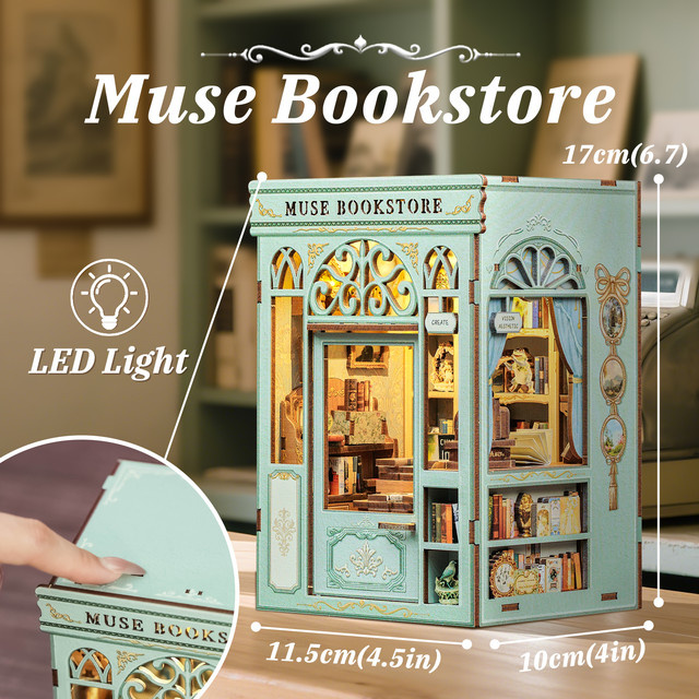CUTEBEE DIY-Bücherladen-Puppenhaus-Bausatz, Holz, mit Licht - Bild 1