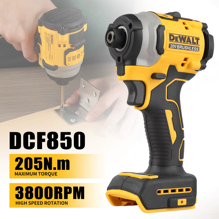 DeWalt Akku-Schlagbohrmaschinen-Kombinationssatz DCD805 und DCF850 mit bürstenlosem Motor in Gelb - Bild 1