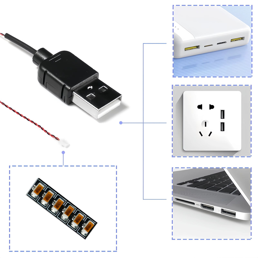 Hprosper DIY USB-Lichterkette mit 0,8 mm Draht und 50 cm USB-Stromkabel für dekorative Lampen und Spielzeugzubehör - Bild 3