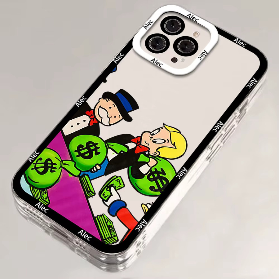 Trend Cartoon D-Dollar Alec Monopoly Handyhülle für iPhone 16 15 14 13 12 Pro Max Plus, stoßfeste weiche transparente Rückseite - Bild 2